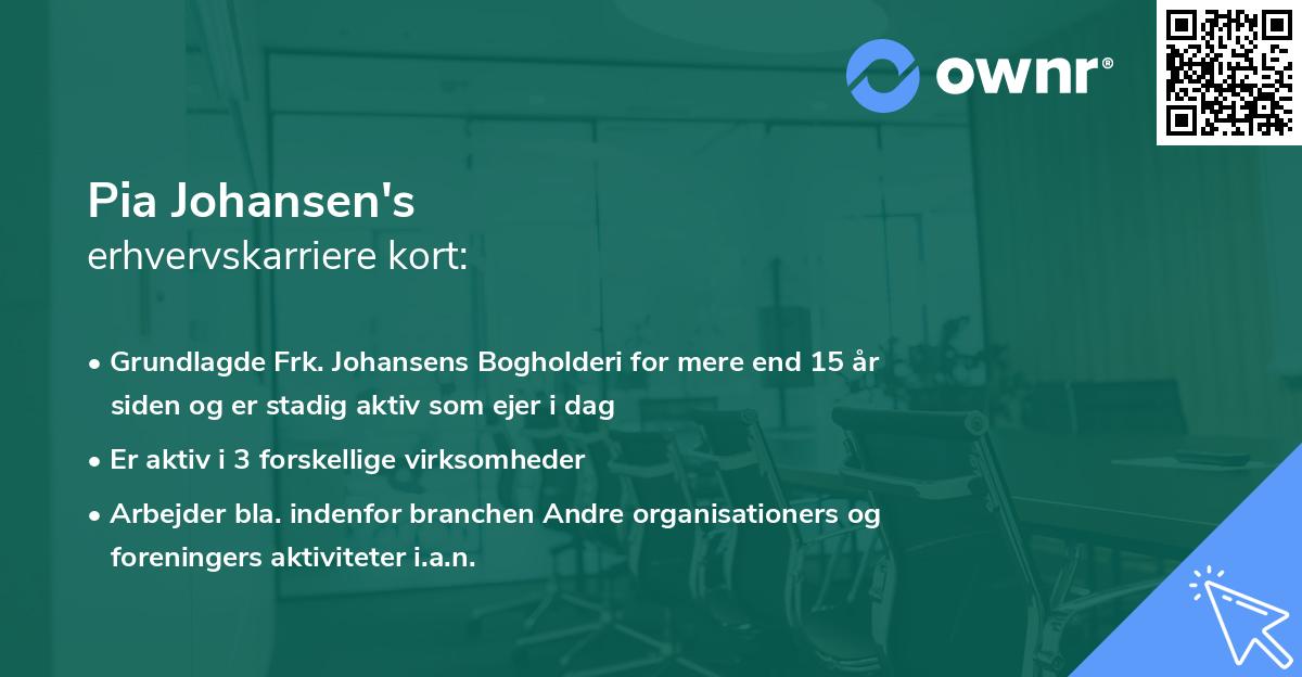 Pia Johansen's erhvervskarriere kort