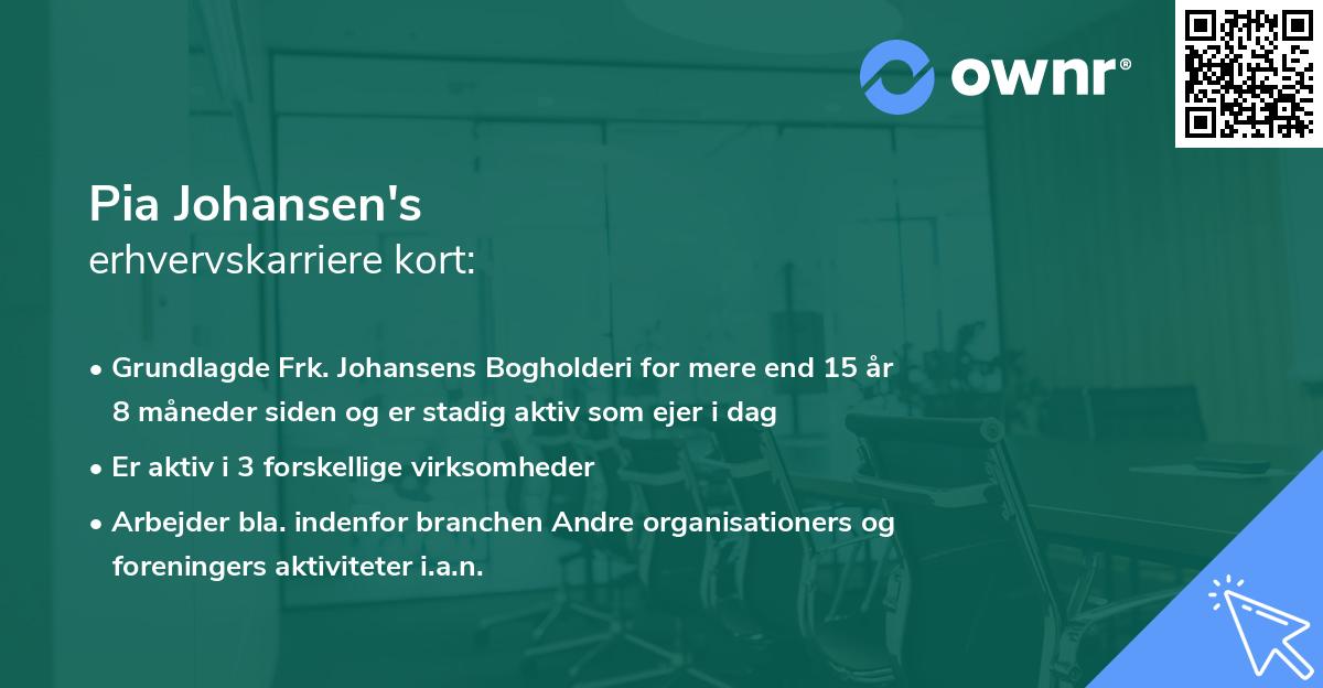 Pia Johansen's erhvervskarriere kort