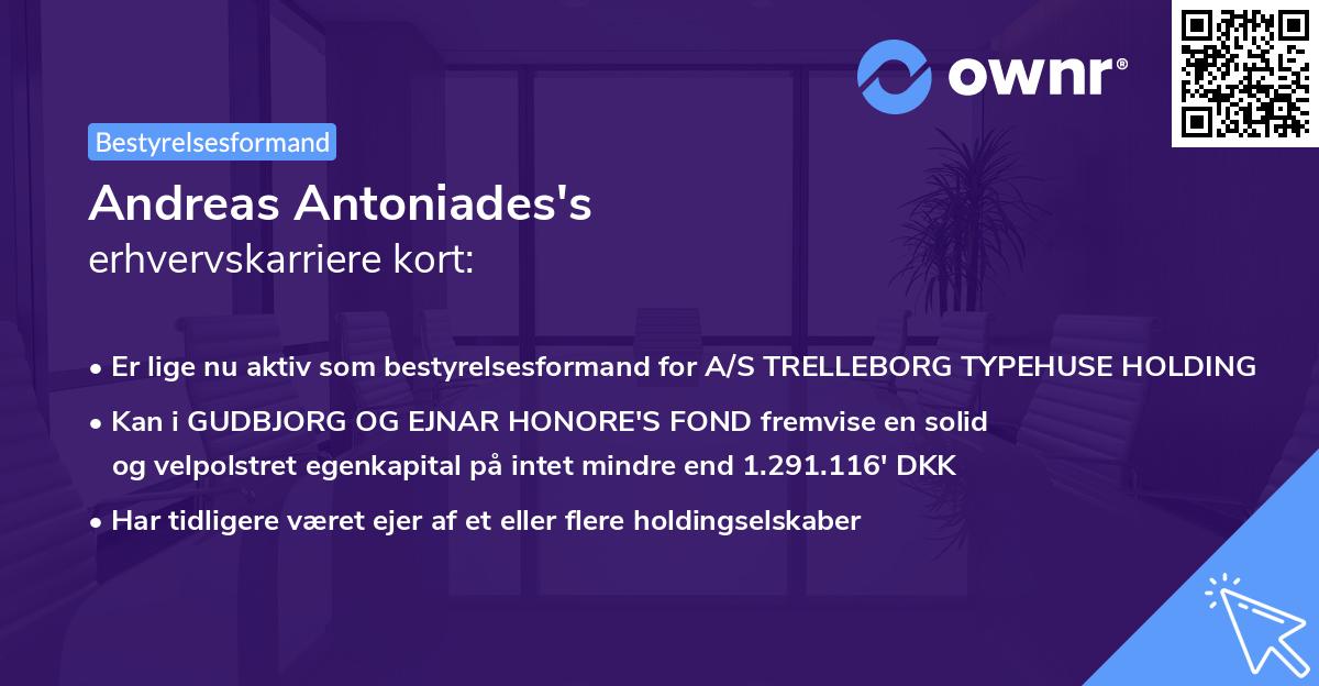 Andreas Antoniades's erhvervskarriere kort