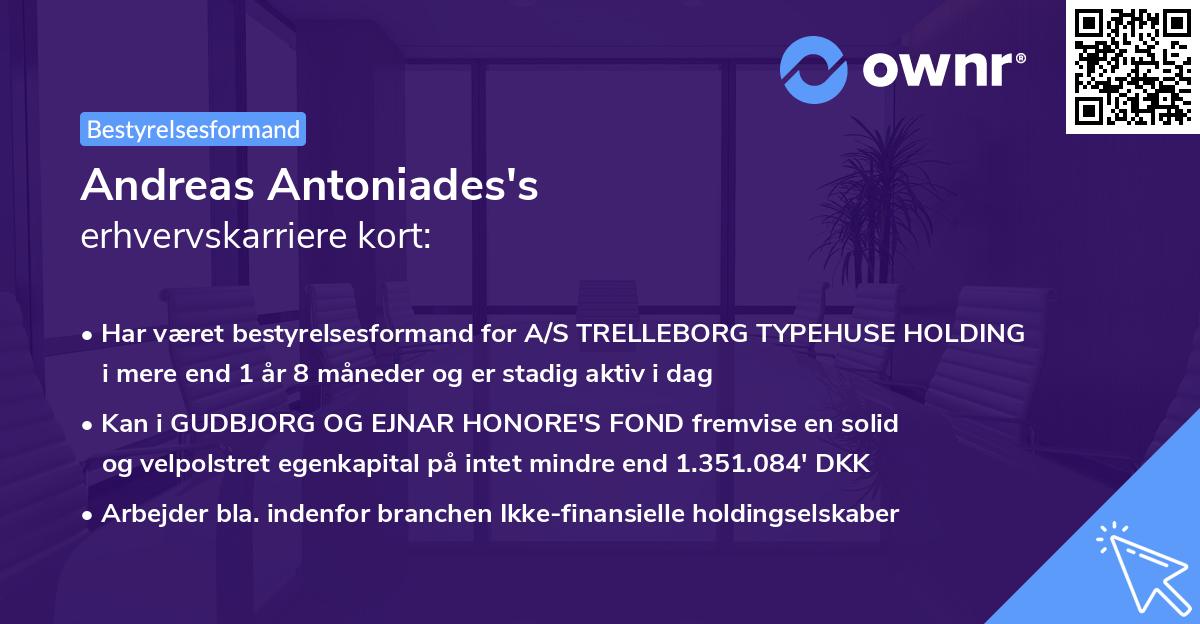Andreas Antoniades's erhvervskarriere kort