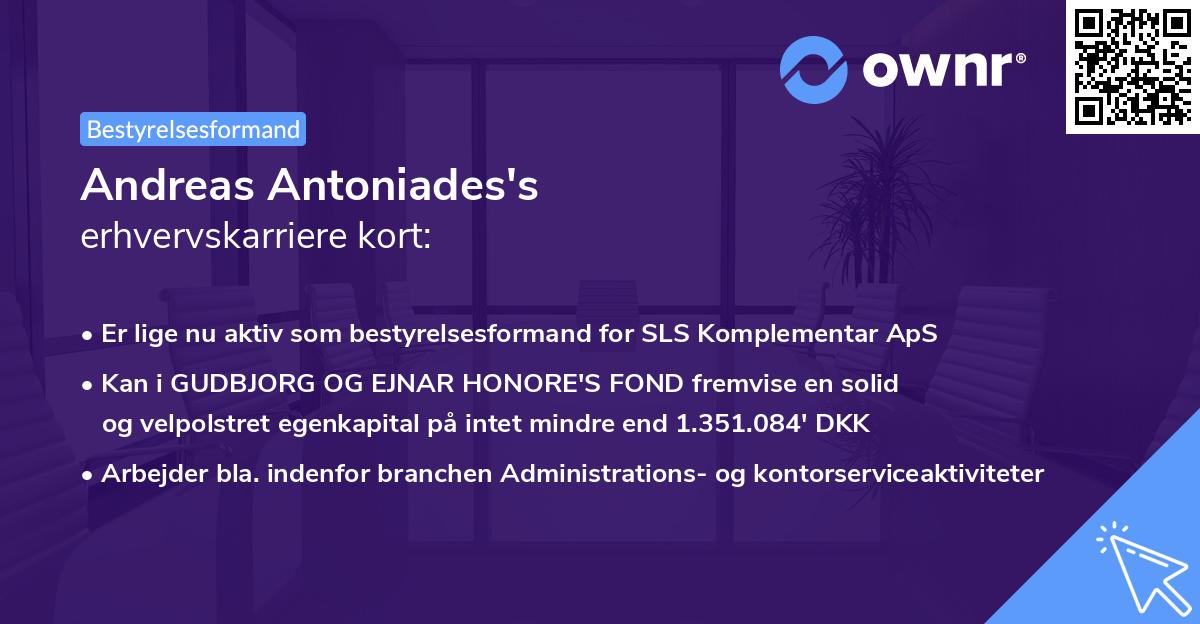 Andreas Antoniades's erhvervskarriere kort