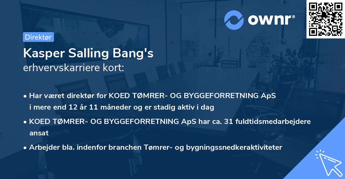 Kasper Salling Bang's erhvervskarriere kort