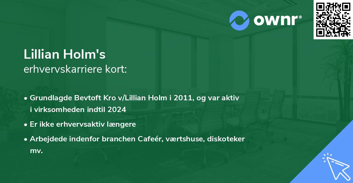 Lillian Holm's erhvervskarriere kort