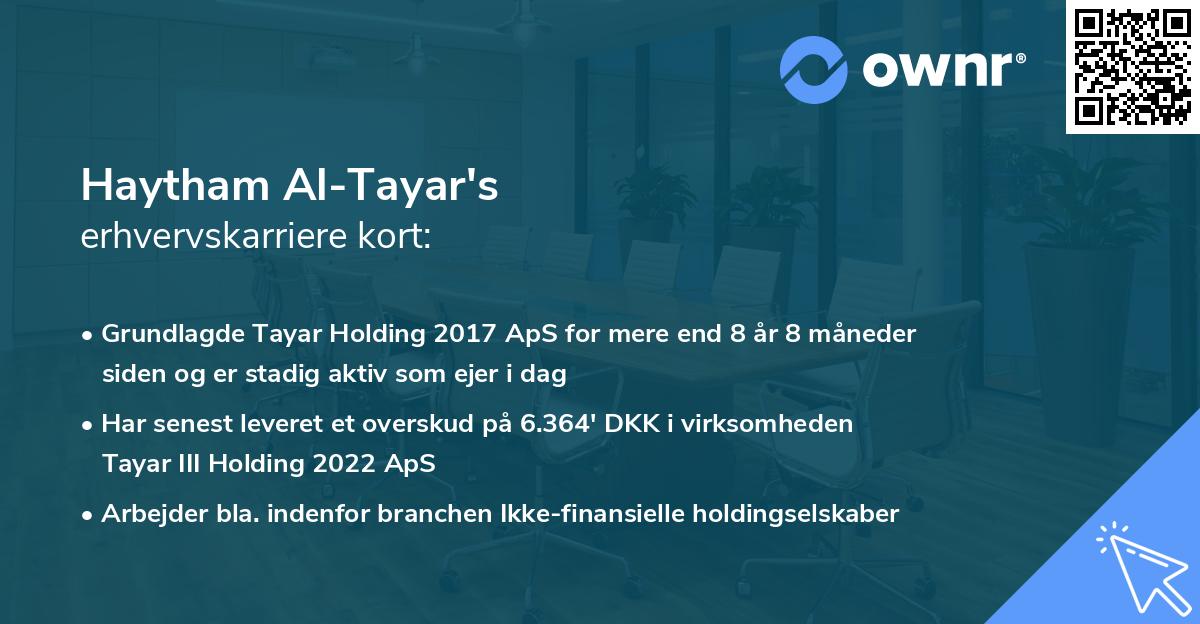 Haytham Al-Tayar's erhvervskarriere kort