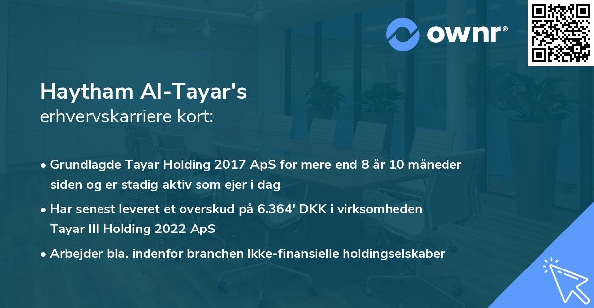 Haytham Al-Tayar's erhvervskarriere kort