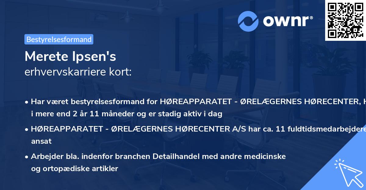 Merete Ipsen's erhvervskarriere kort