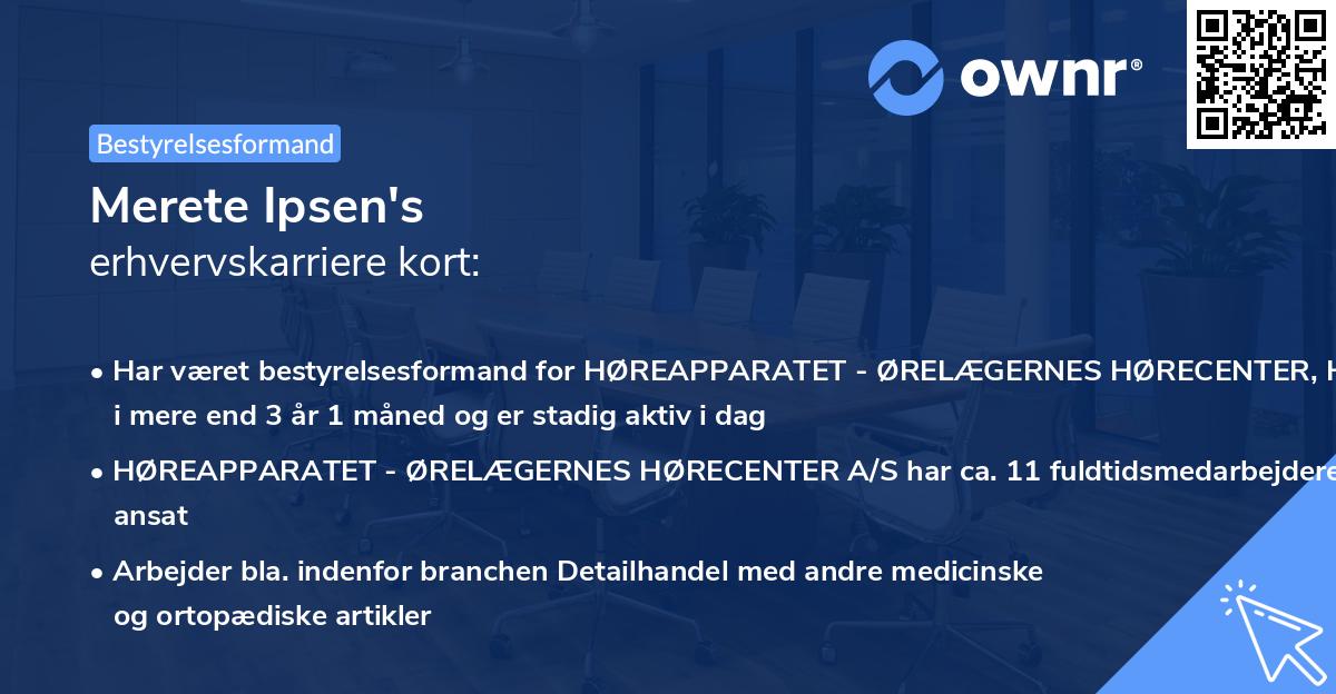 Merete Ipsen's erhvervskarriere kort