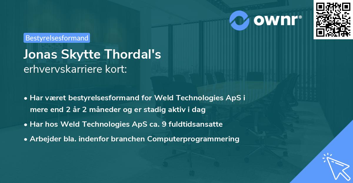 Jonas Skytte Thordal's erhvervskarriere kort