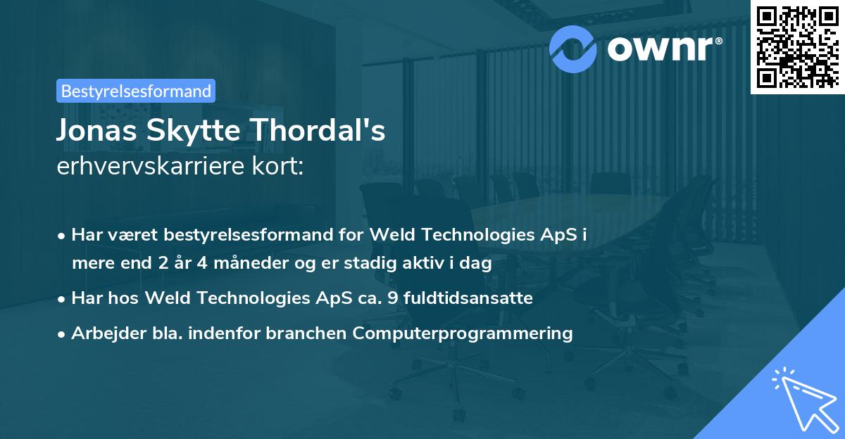 Jonas Skytte Thordal's erhvervskarriere kort