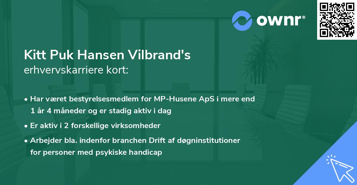 Kitt Puk Hansen Vilbrand's erhvervskarriere kort