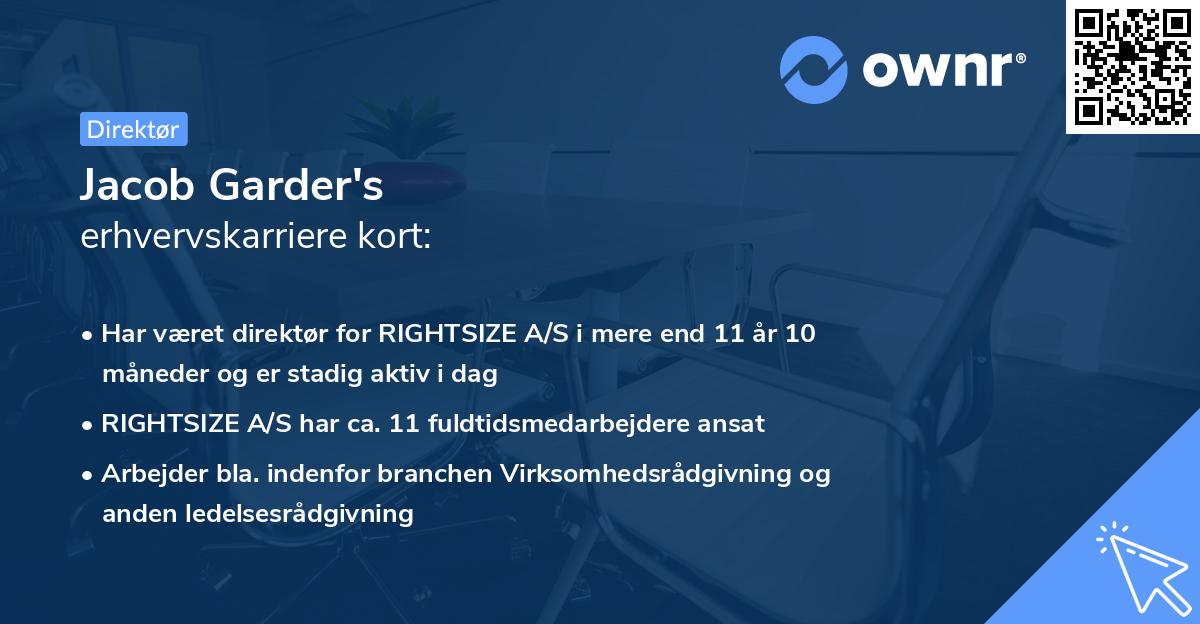 Jacob Garder's erhvervskarriere kort