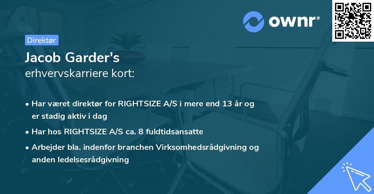 Jacob Garder's erhvervskarriere kort