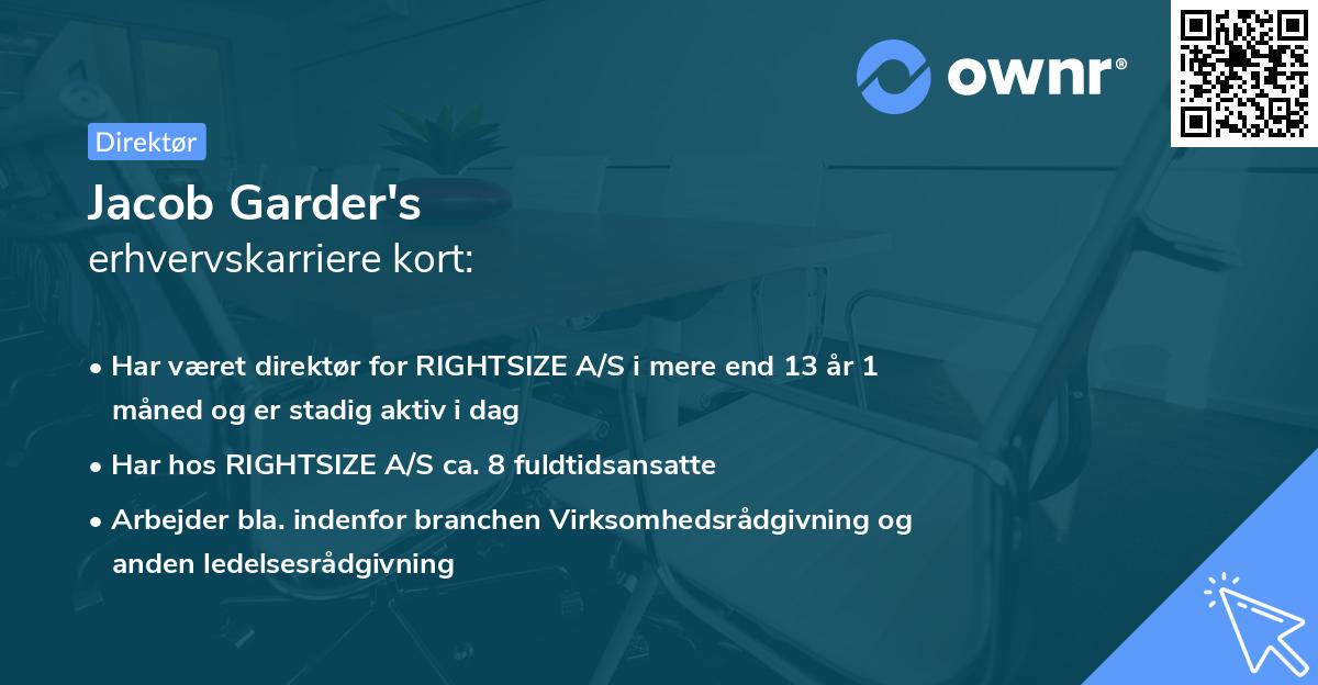 Jacob Garder's erhvervskarriere kort