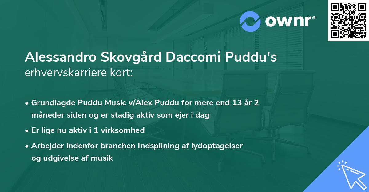 Alessandro Skovgård Daccomi Puddu's erhvervskarriere kort