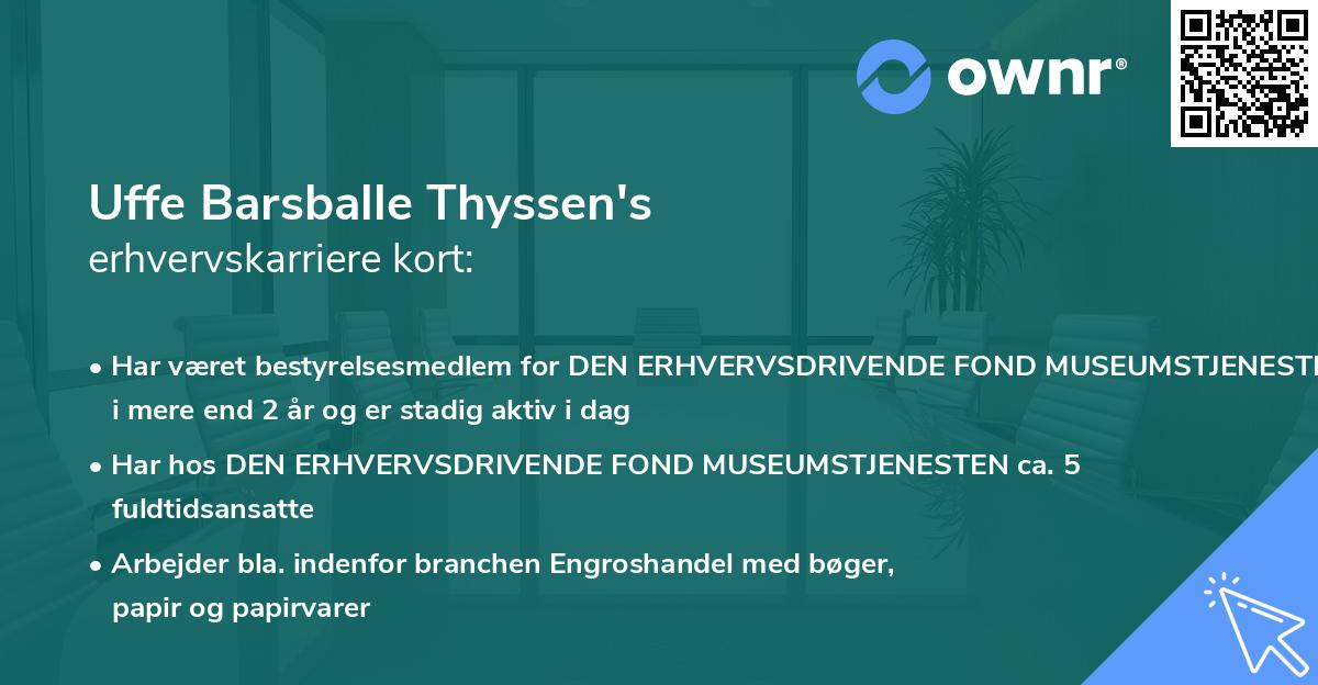 Uffe Barsballe Thyssen's erhvervskarriere kort