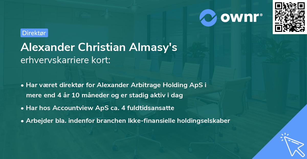 Alexander Christian Almasy's erhvervskarriere kort
