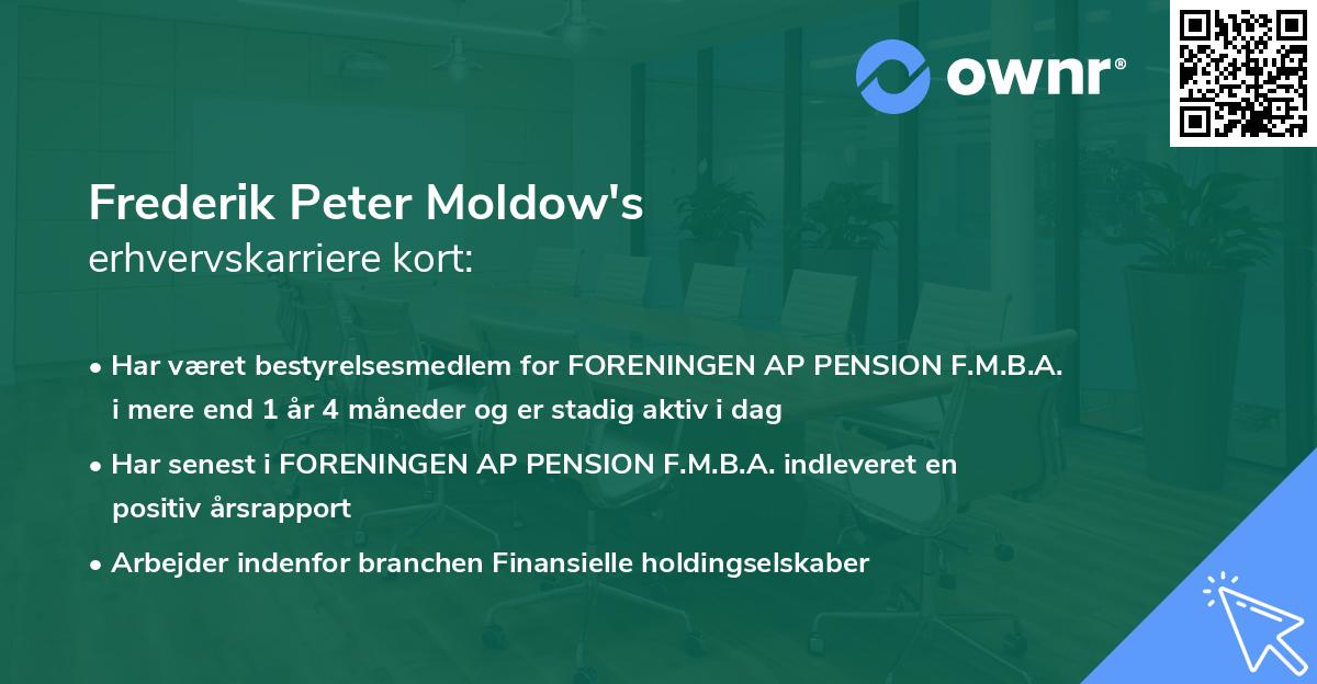 Frederik Peter Moldow's erhvervskarriere kort