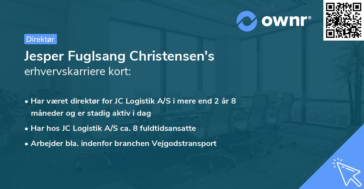 Jesper Fuglsang Christensen's erhvervskarriere kort