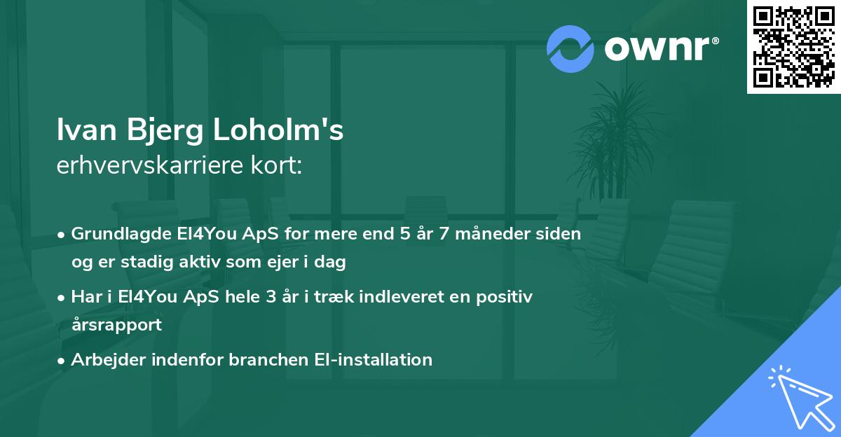 Ivan Bjerg Loholm's erhvervskarriere kort