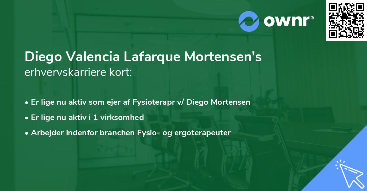 Diego Valencia Lafarque Mortensen's erhvervskarriere kort