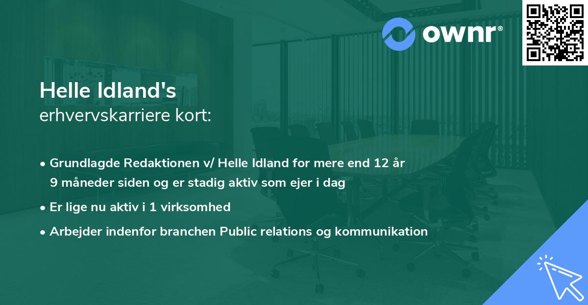 Helle Idland's erhvervskarriere kort