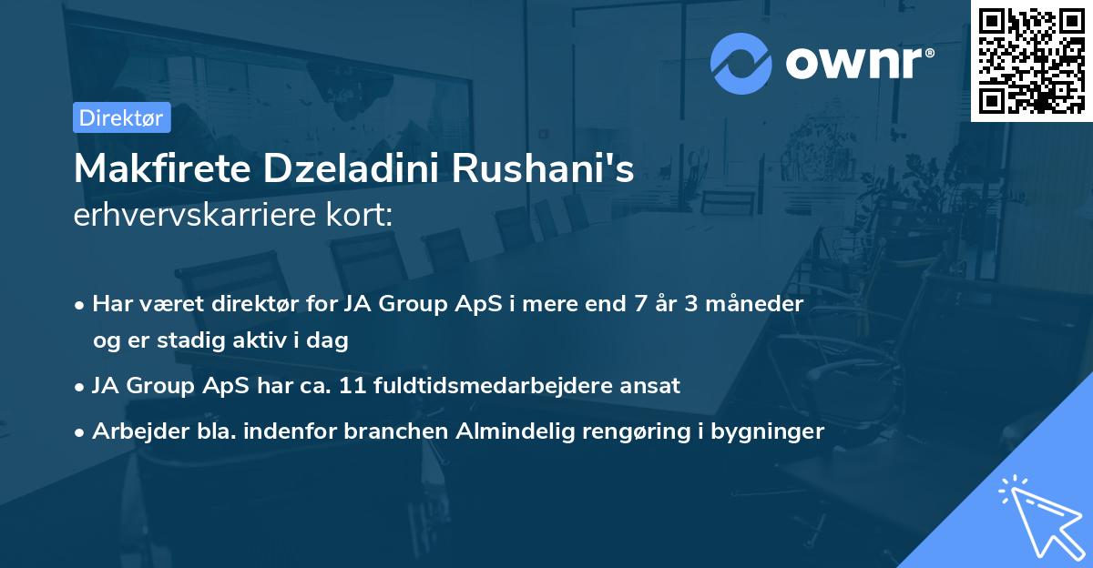 Makfirete Dzeladini Rushani's erhvervskarriere kort
