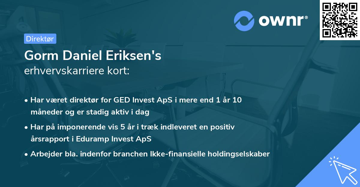 Gorm Daniel Eriksen's erhvervskarriere kort