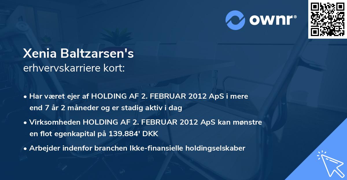 Xenia Baltzarsen's erhvervskarriere kort