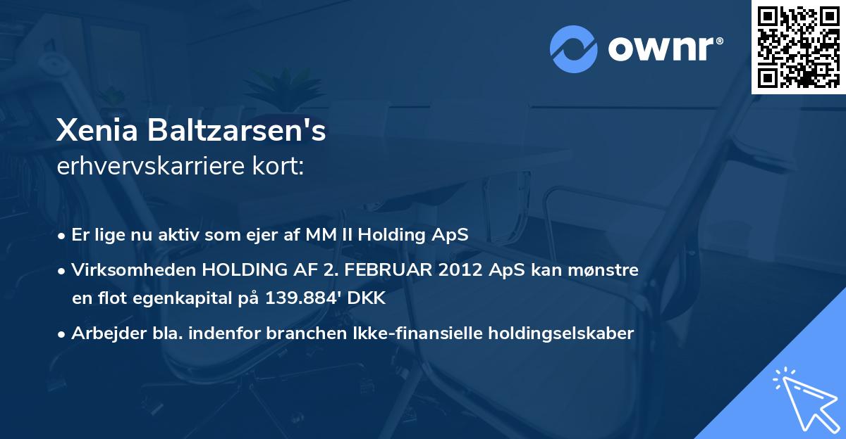 Xenia Baltzarsen's erhvervskarriere kort