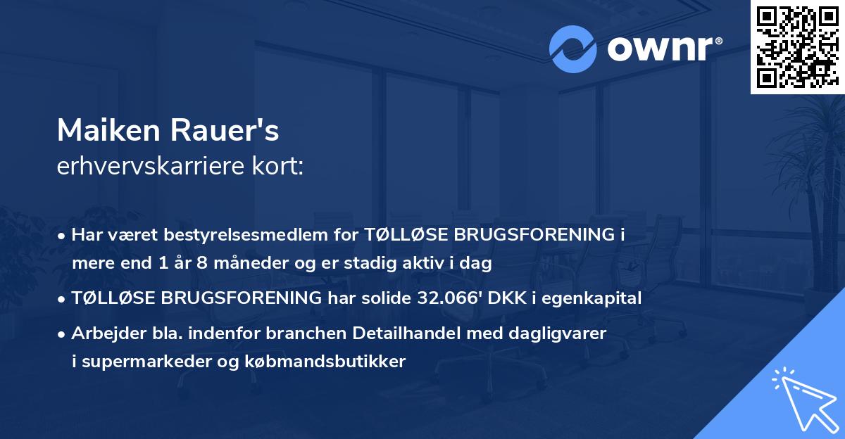 Maiken Rauer's erhvervskarriere kort
