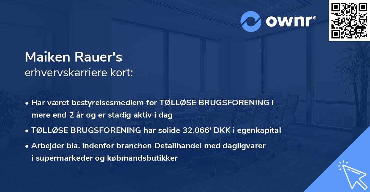 Maiken Rauer's erhvervskarriere kort