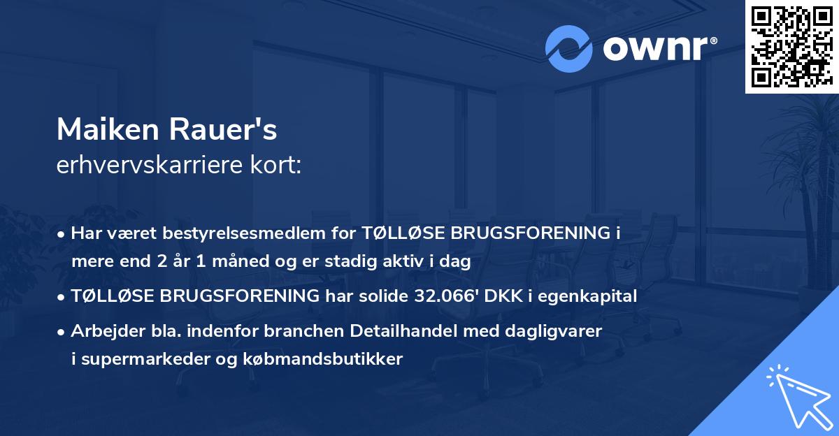 Maiken Rauer's erhvervskarriere kort