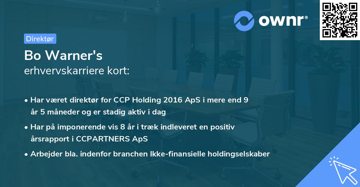 Bo Warner's erhvervskarriere kort