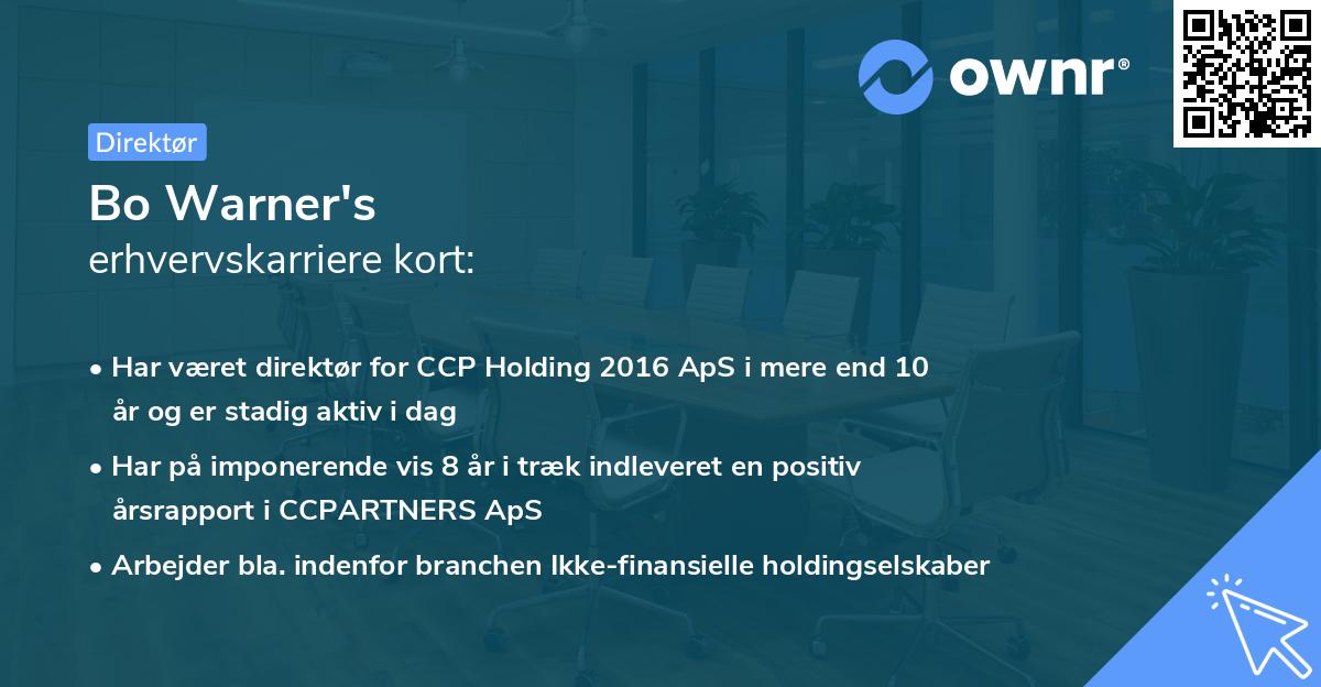 Bo Warner's erhvervskarriere kort