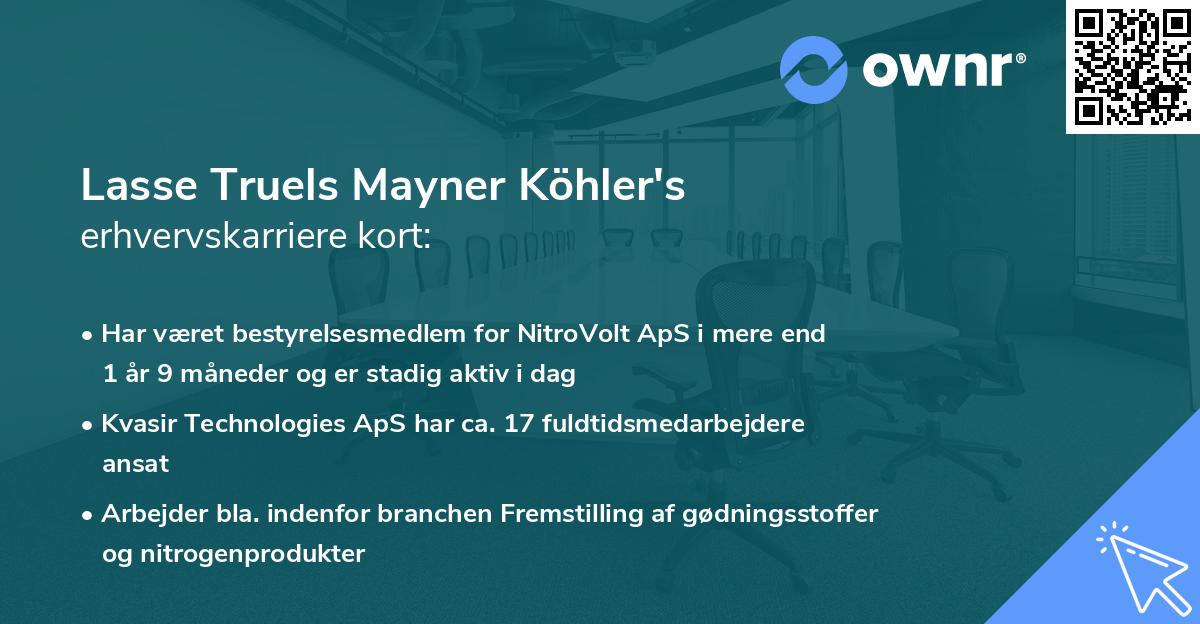 Lasse Truels Mayner Köhler's erhvervskarriere kort