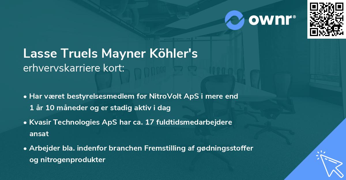 Lasse Truels Mayner Köhler's erhvervskarriere kort