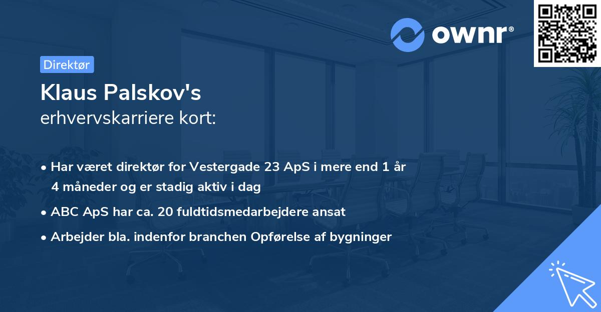 Klaus Palskov's erhvervskarriere kort