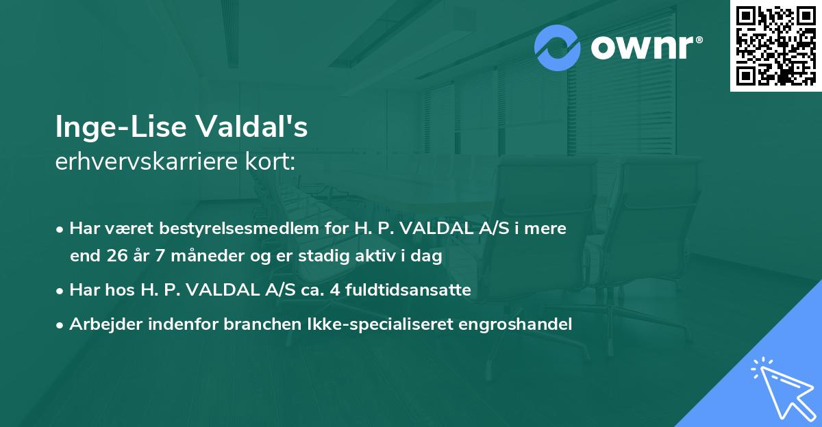 Inge-Lise Valdal's erhvervskarriere kort