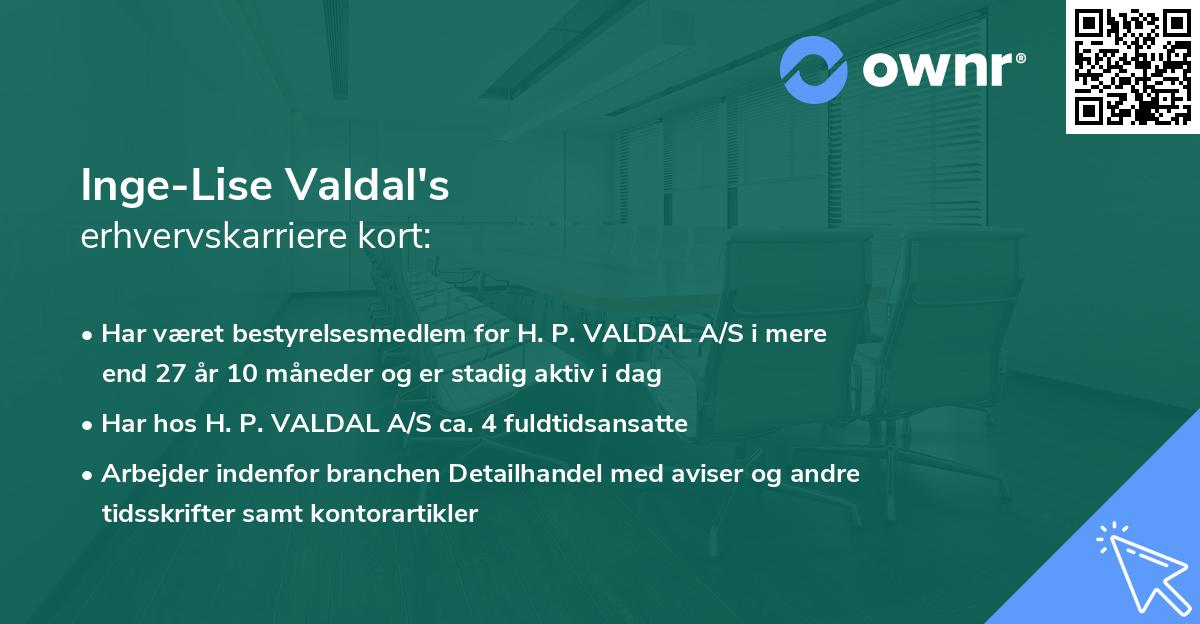 Inge-Lise Valdal's erhvervskarriere kort