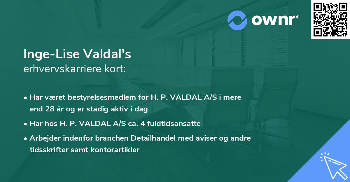 Inge-Lise Valdal's erhvervskarriere kort