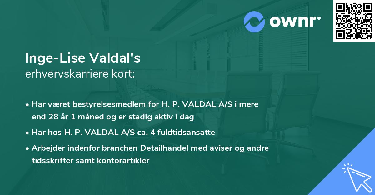 Inge-Lise Valdal's erhvervskarriere kort