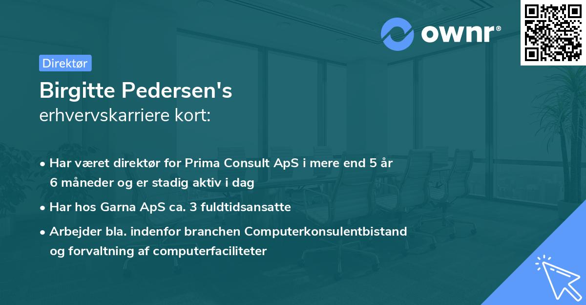 Birgitte Pedersen's erhvervskarriere kort