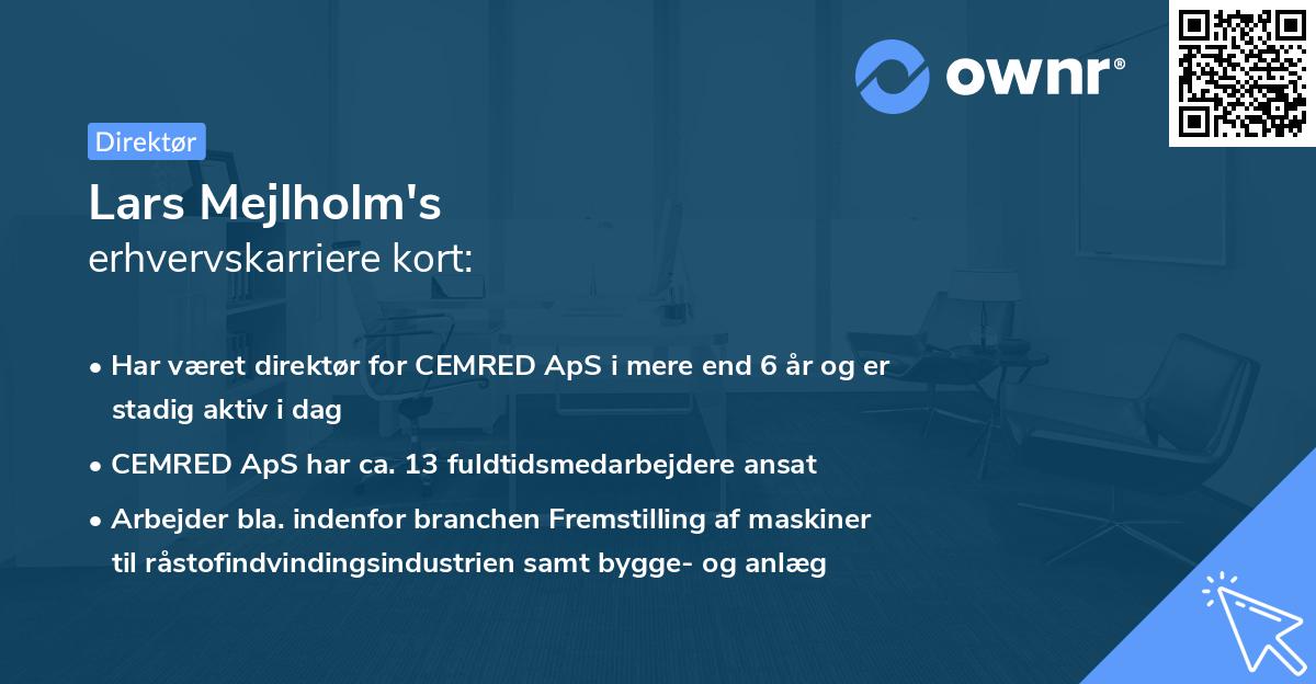 Lars Mejlholm's erhvervskarriere kort