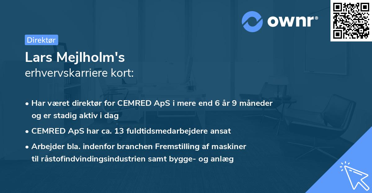 Lars Mejlholm's erhvervskarriere kort