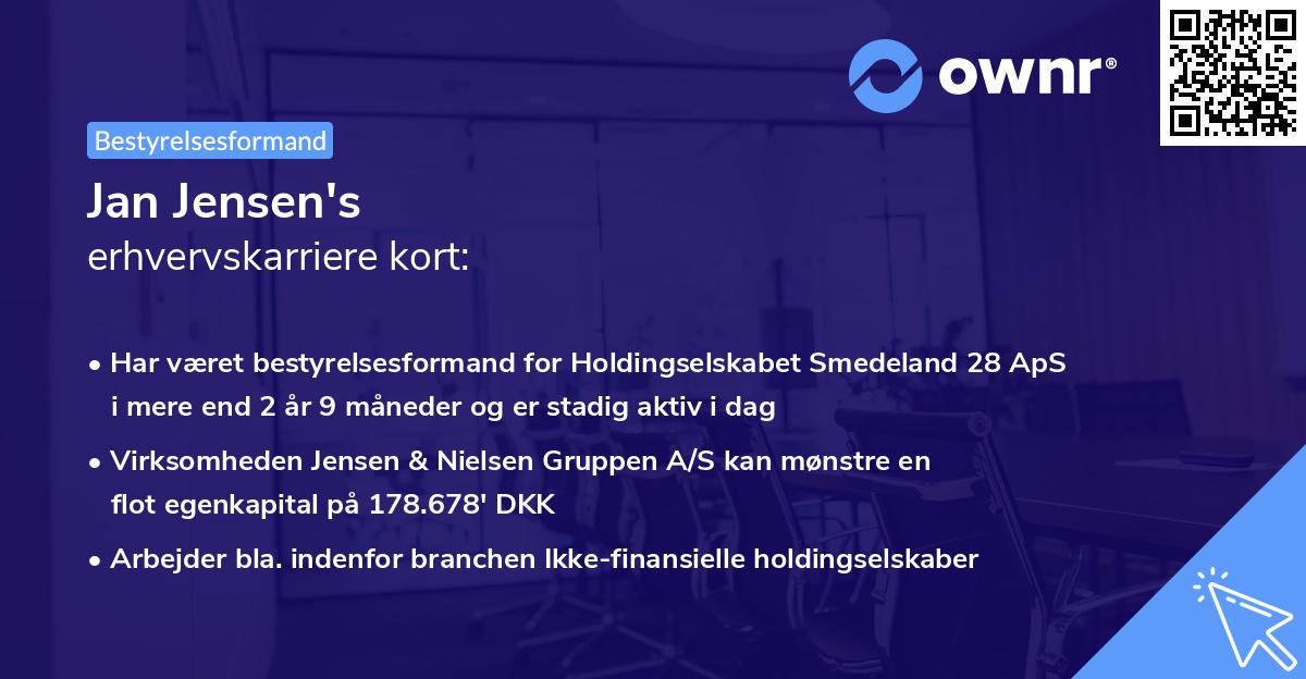 Jan Jensen's erhvervskarriere kort