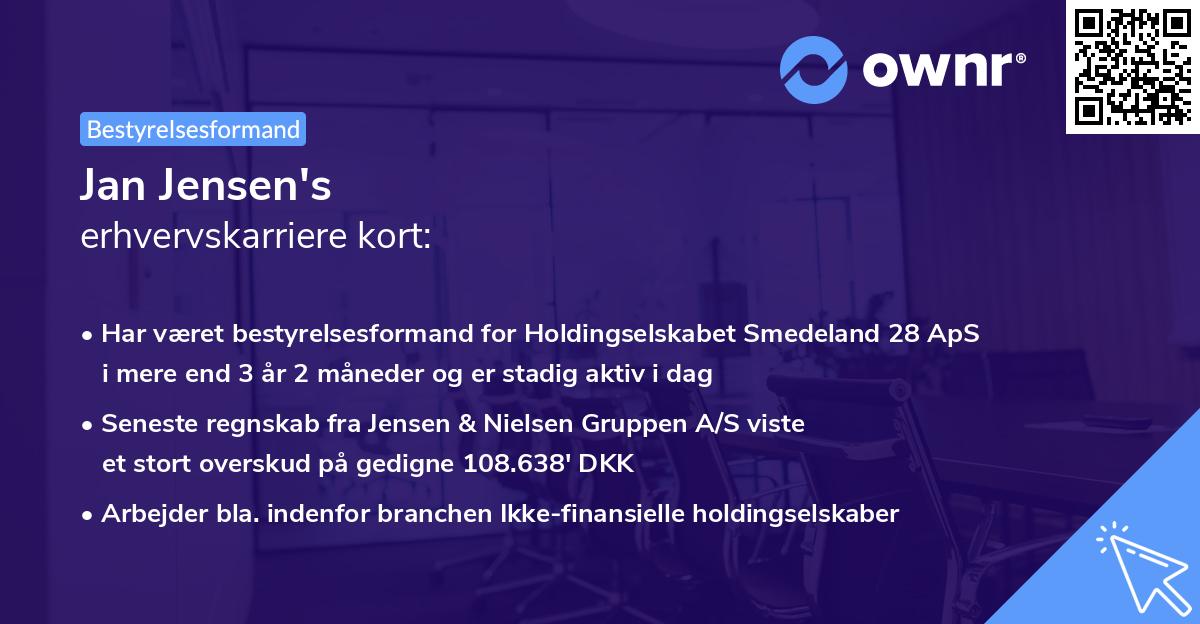 Jan Jensen's erhvervskarriere kort
