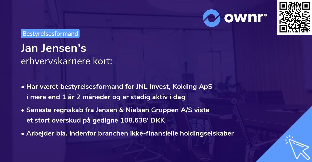 Jan Jensen's erhvervskarriere kort