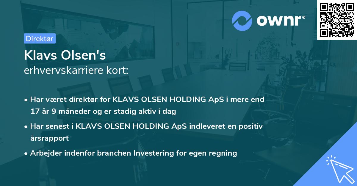 Klavs Olsen's erhvervskarriere kort