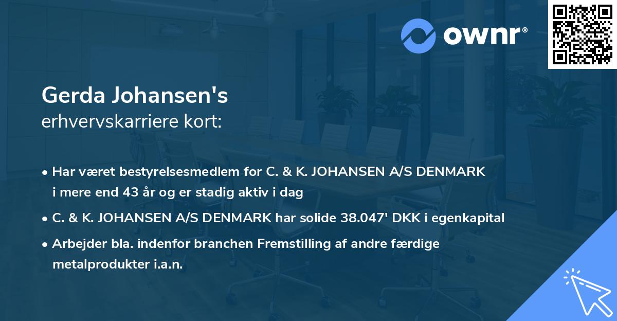 Gerda Johansen's erhvervskarriere kort