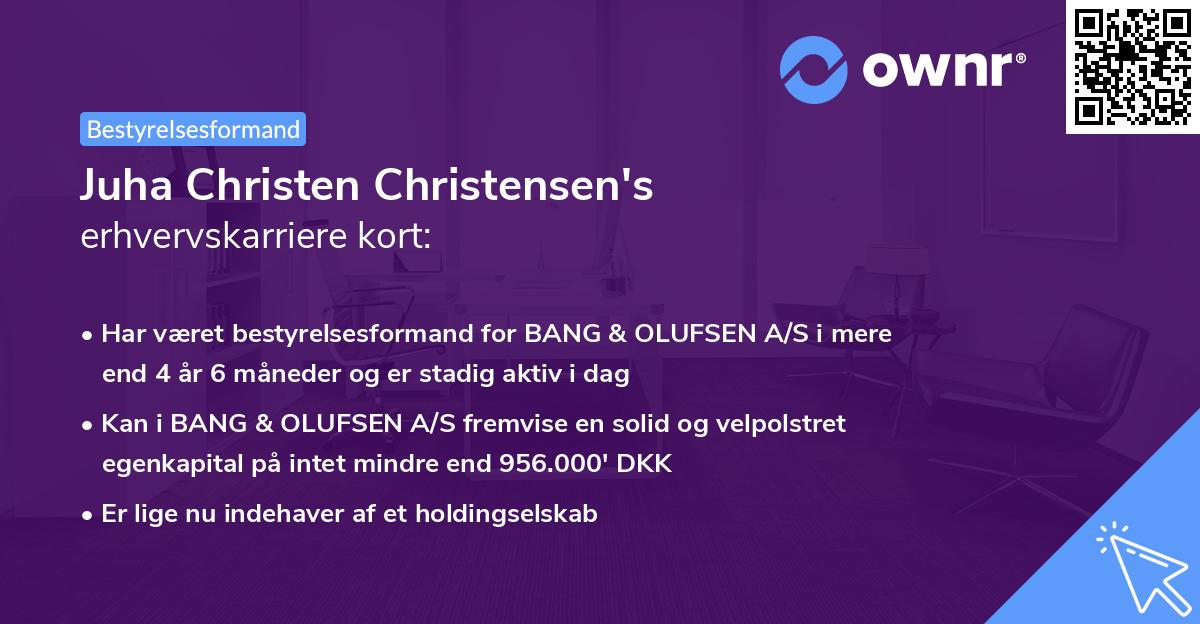 Juha Christen Christensen's erhvervskarriere kort